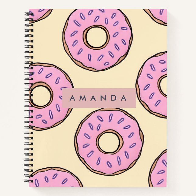 Personalized Pastel Pink Donut  Notebook (Front)