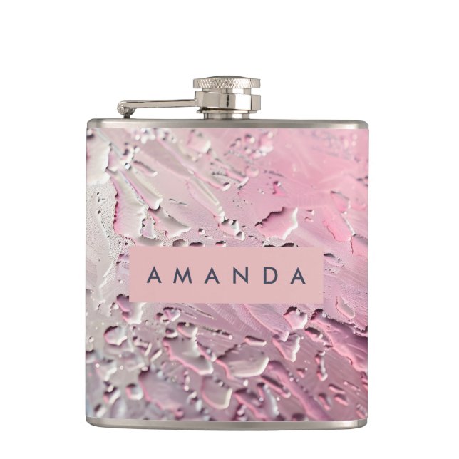 Personalized Pastel Pink Frosted Glass  Flask (Front)