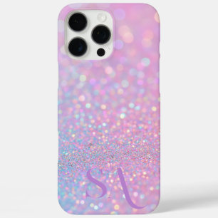 Personalized Pastel Pink Glitter - Initials iPhone 16 Pro Max Case