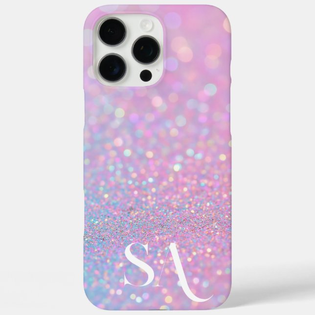 Personalized Pastel Pink Glitter iPhone Case (Back)