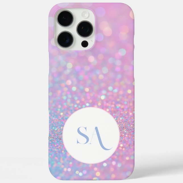 Personalized Pastel Pink Glitter iPhone Case (Back)