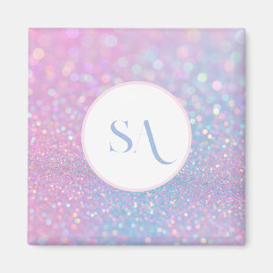 Personalized Pastel Pink Glitter Magnet Monogram