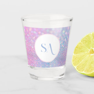 Personalized Pastel Pink Glitter Shot Glass