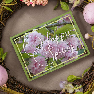 Personalized Pastel Pink Happy Spring Floral Holiday Card