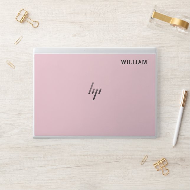 Personalized Pastel Pink iPhone Case with Custom HP Laptop Skin (Desk)
