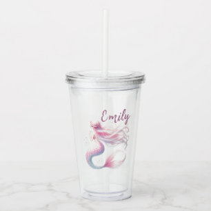Personalized Pastel Pink Mermaid Tumbler