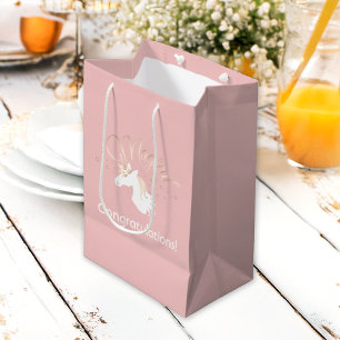 Personalized Pastel Pink Modern Magical Unicorn Medium Gift Bag