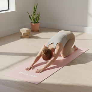 Personalized Pastel Pink Monogram Name Yoga Mat