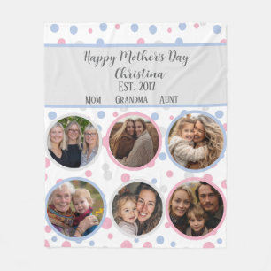Personalized Pastel Pink Mother’s Day Photo Fleece Blanket