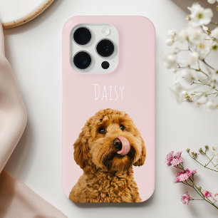 Personalized Pastel Pink Phone Case with Dog Photo
