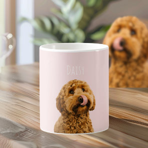 Personalized Pastel Pink Phone Case with Dog Photo Coffee Mug