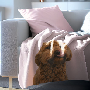 Personalized Pastel Pink Phone Case with Dog Photo Fleece Blanket