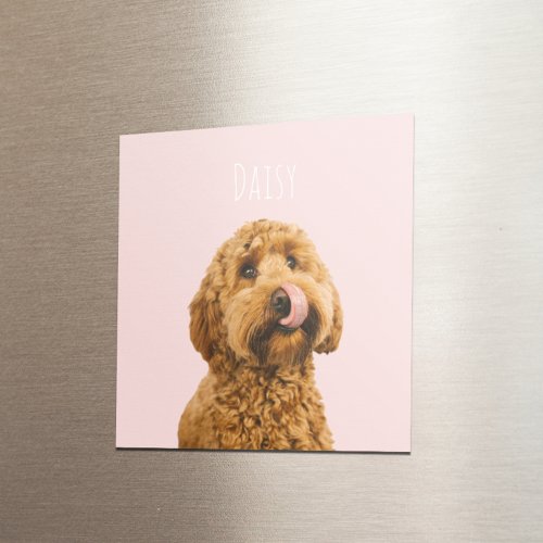 Personalized Pastel Pink Phone Case with Dog Photo Magnet