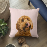 Personalized Pastel Pink Phone Case with Dog Photo Throw Pillow<br><div class="desc">Transform your space with this personalized pastel pink pillow, featuring a charming photo of your beloved dog and their name. Made from soft, high-quality fabric, this pillow adds a cozy and personalized touch to any room. The pastel pink background complements the photo and text beautifully, making it a perfect gift...</div>