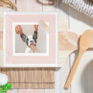 Personalized Pastel Pink Photo Acrylic Tray