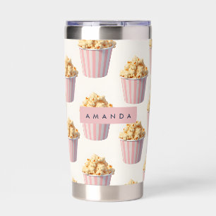 Personalized Pastel Pink Popcorn Bucket Insulated Tumbler