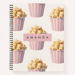 Personalized Pastel Pink Popcorn Bucket Notebook