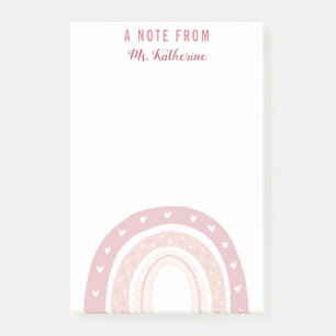 Personalized Pastel Pink Rainbow Calligraphy Post-it Notes