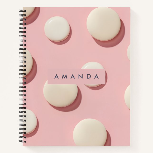 Personalized Pastel Pink with Cream Dot Notebook (Front)