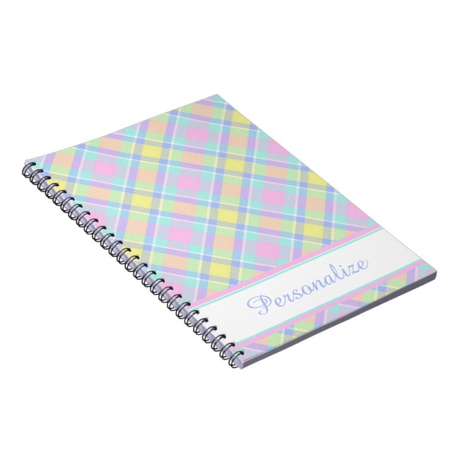 Personalized Pastel plaid Notebook (Right Side)