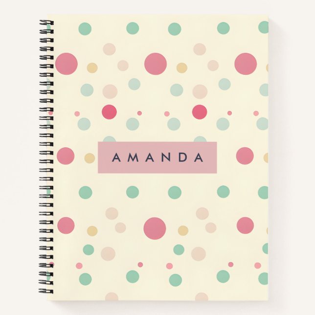 Personalized Pastel Polka Dot Style  Notebook (Front)