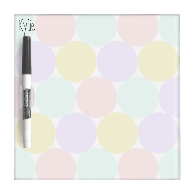 Personalized Pastel Polka Dots Dry Erase Board (Front)