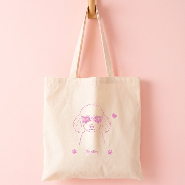 Personalized Pastel Poodle Tote Bag for Dog Mom (Creator Uploaded)