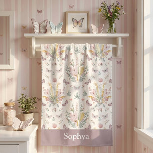 Personalized Pastel Purple Butterfly Kids Bath Towel