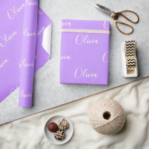 Personalized Pastel Purple Name Script Wrapping Paper