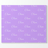 Personalized Pastel Purple Name Script Wrapping Paper (Flat)