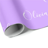 Personalized Pastel Purple Name Script Wrapping Paper (Roll Corner)