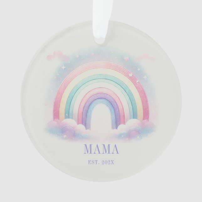 Personalized Pastel Rainbow Acrylic Ornament (Front)