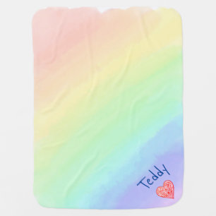 Personalized pastel rainbow baby blanket