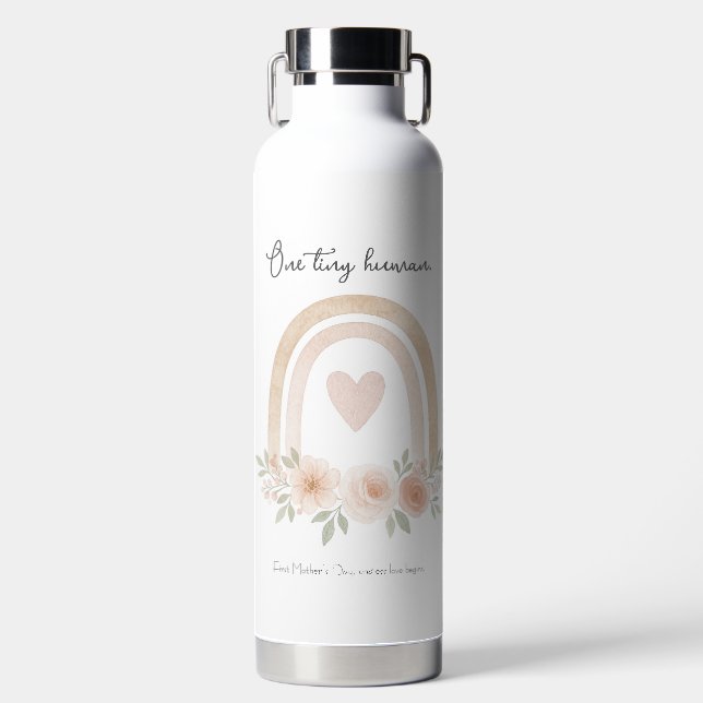 Personalized Pastel Rainbow – First Mother's Day  Water Bottle (Front)