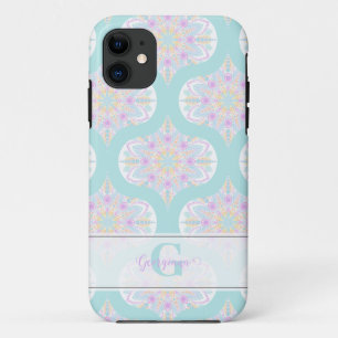 Personalized Pastel Rainbow Floral Mandala Mid Mod iPhone 11 Case