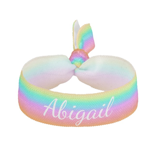 Personalized Pastel Rainbow Hair Tie (Front)