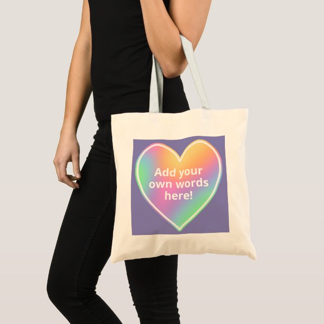 Personalized Pastel Rainbow Heart Tote Bag (Front (Product))