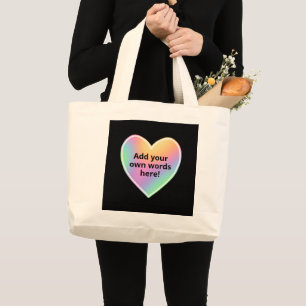 Personalized Pastel Rainbow Heart Tote Bag