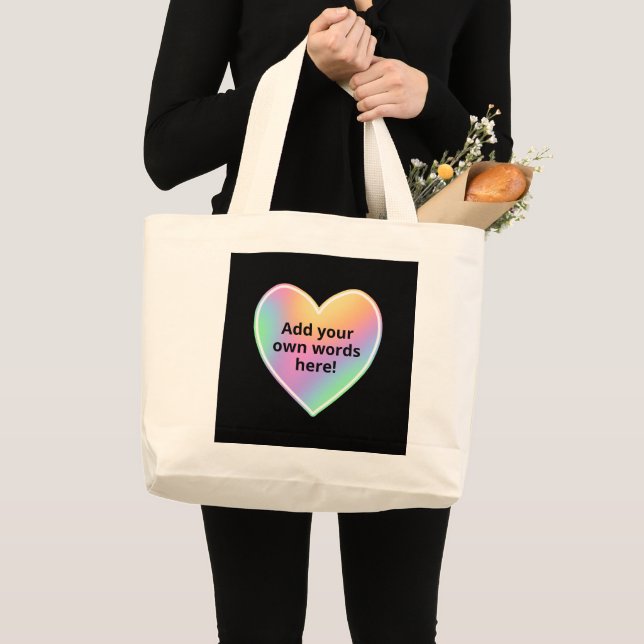 Personalized Pastel Rainbow Heart Tote Bag (Front (Product))