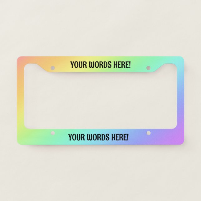 Personalized Pastel Rainbow License Plate Frame (Front)