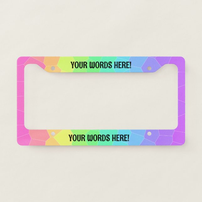 Personalized Pastel Rainbow License Plate Frame (Front)