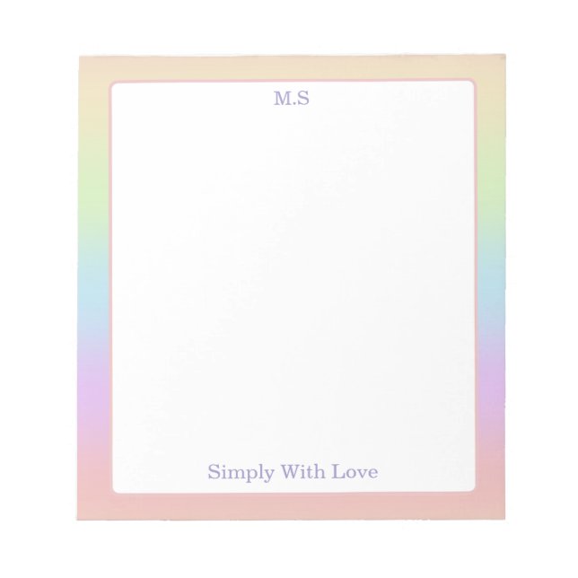 personalized Pastel Rainbow Notepad (Front)
