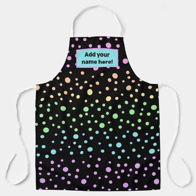 Personalized Pastel Rainbow Polka Dot Apron (Front)
