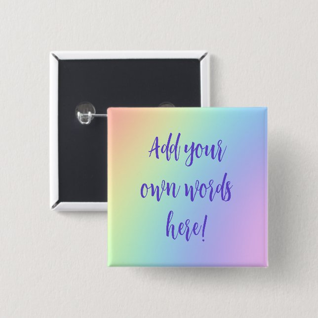 Personalized Pastel Rainbow Square Button (Front & Back)