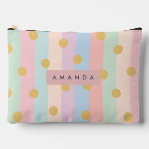 Personalized Pastel Rainbow Stripes with Dots Accessory Pouch