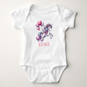 Personalized Pastel Rainbow Unicorn Baby Bodysuit