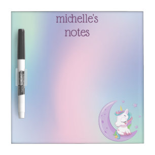 Personalized Pastel Rainbow Unicorn  Dry Erase Board