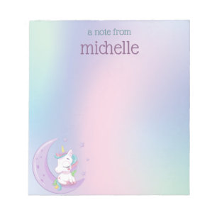 Personalized Pastel Rainbow Unicorn Notepad