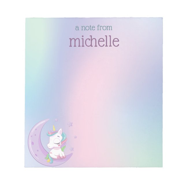 Personalized Pastel Rainbow Unicorn  Notepad (Front)