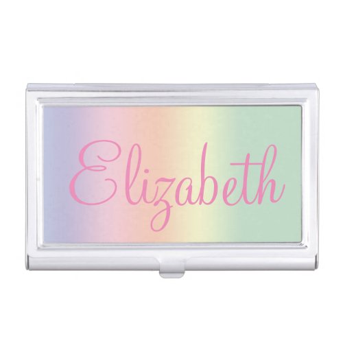 Personalized Pastel Rainbow Water Colors Business Card Case